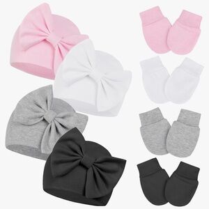 Cold Bundle for Baby Girls (hats + mittens + socks) Newborns 0-3 mo and 0-6 mo